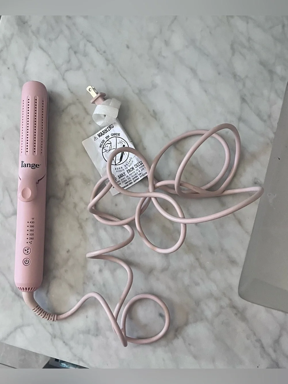 Lange Light Pink Hair Straightening and Drying Brush with Cord